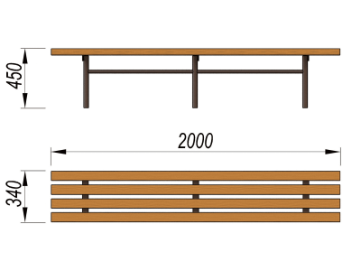 Двухметровая лавочка без спинки 2 м МАФ 1602 в Иркутске