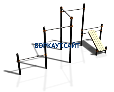 Воркаут комплекс разноуровневых турников со скамьей для пресса ВС-37 в Иркутске