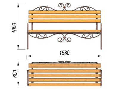 Лавочка кованная МАФ 1606 в Иркутске