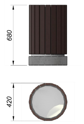 Урна деревянная круглая с бетонным основанием МАФ 1632 в Иркутске