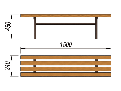 Лавочка без спинки МАФ 1601 в Иркутске