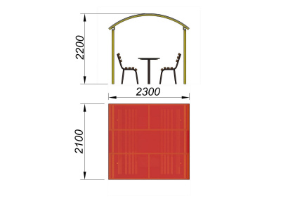 Стол и лавки под навесом МАФ 4005 в Иркутске