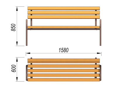 Парковая лавочка со спинкой МАФ 1605 в Иркутске