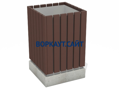 Урна деревянная квадратная с бетонным основанием МАФ 1633 в Иркутске